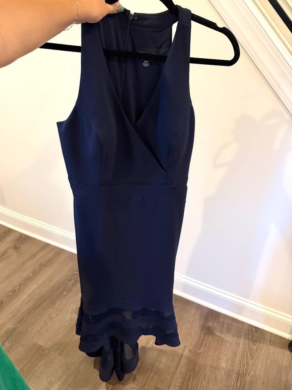 Xscape Navy High-Low V-Neck Cocktail Dress